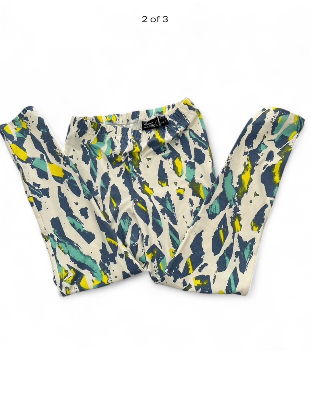 Leggings in Ivory, Teal & Yellow
